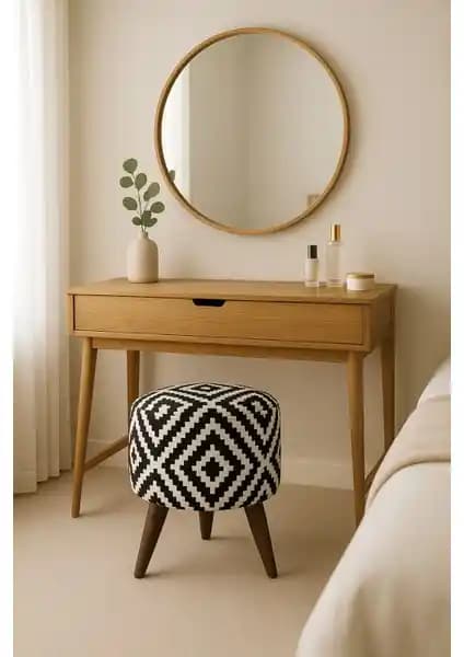 Lunova Home Modern Ayaklı Desenli Dekoratif Puf - Şıklık ve Konforun Buluşması