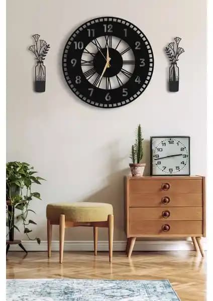 Lupokraft Dekoratif Duvar Saati ve Vazo Tablo: Şık ve Fonksiyonel Modern Dekorasyon Ürünü