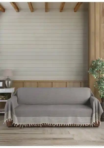Lux Touch Organik Battal Boy Kahve Koltuk ve Kanepe Örtüsü 180x300 cm