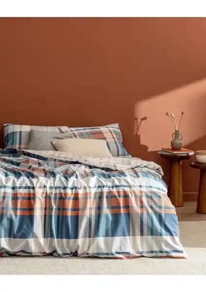 Madame Coco Ames Tek Kişilik Pamuk Ranforce Mavi Nevresim Takımı 160x220 cm