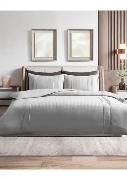 Madame Coco Mousse Çift Kişilik Nervürlü Gri Nevresim Takımı Yatak Odası Dekorasyonuna Şık Dokunuş