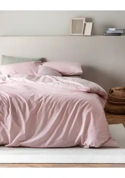 Madame Coco Odette Çift Kişilik Pamuk Ranforce Nevresim Takımı - Pudra Renkli Şık Tasarım