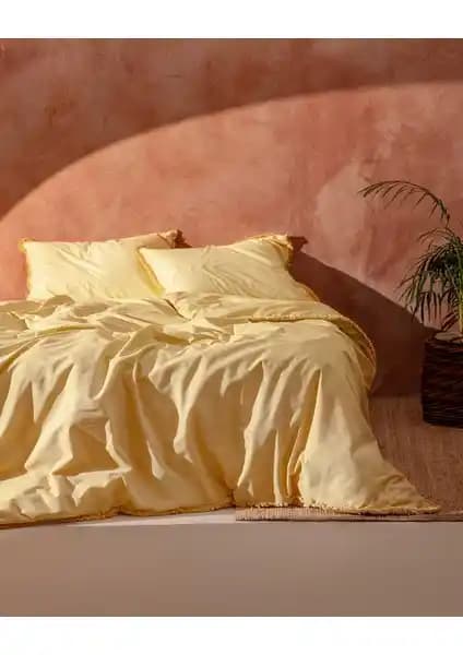 Madame Coco Sona Sarı Püsküllü Nevresim Takımı - Şık ve Dayanıklı Yüksek Kalite Tasarım