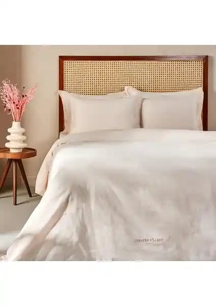 Marie Claire Ceneva Pudra Renk Keten Nevresim Takımı Tek Kişilik Yataklar İçin