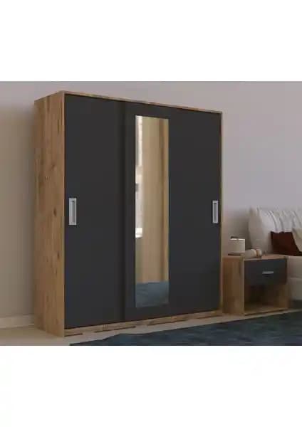 Metalia Gm 644 Sline 3 Kapılı Sürgülü Gardrop Atlantik Çam Renkli Modern Tasarım