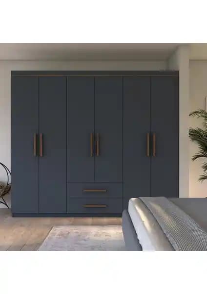 Metalia Lavinya Lüx 6 Kapak 2 Çekmeceli Gardrop Modern ve Dayanıklı Tasarım