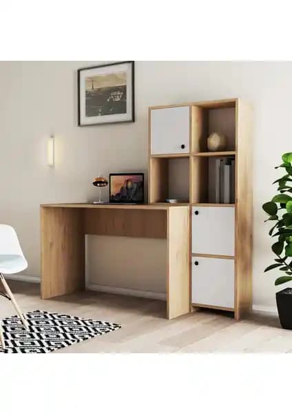 Mezza Silence Kitaplık ve Çalışma Masası Takımı: Modern ve Dayanıklı Mobilya Çözümü