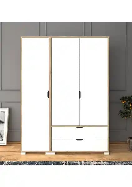 Midoser Mat Beyaz Açık Ceviz 3 Kapılı 2 Çekmeceli Elbise Dolabı Detayları ve Kullanım Özellikleri