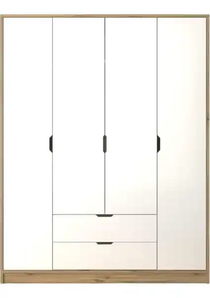 Midoser Mat Beyaz Açık Ceviz 4 Kapılı 2 Çekmeceli Elbise Dolabı Detayları ve Kullanıcı Yorumları