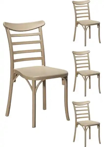 Mobetto Efes 4'lü Bahçe ve Balkon İçin Modern ve Dayanıklı Plastik Sandalye Seti