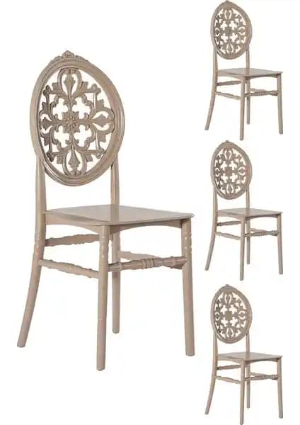 Mobetto Venüs Cappucino Sandalye Seti Dış Mekan ve İç Mekan Kullanımı İçin Dayanıklı Tasarım