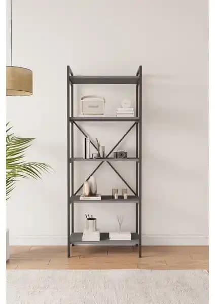 Mobitopya Nilamu 65 cm Antrasit Kitaplık: Modern ve Dayanıklı Ofis ve Ev Dekorasyonu İçin