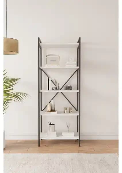 Mobitopya Nilamu 65 cm Beyaz Modern Kitaplık Dayanıklı ve Şık Tasarım