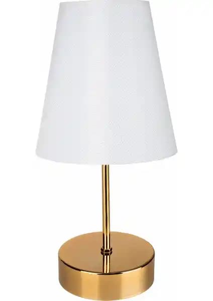 Modelight Estelya Abajur Gold Beyaz Şapka Modern ve Şık Dekoratif Aydınlatma Çözümü