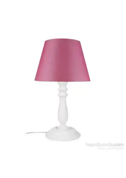 Modelight Piyon Abajur Beyaz Ayak ve Pembe Şapka Modern Dekoratif Aydınlatma Seçeneği