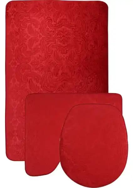 Modern Banyolar İçin Şık ve Fonksiyonel Bonny Home Ultrasoft Desenli 3'lü Klozet Takımı ve Banyo Paspası Seti