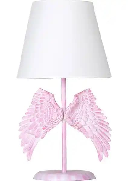 Modern Dizayn Melek Abajur Pembe Beyaz Estetik ve Fonksiyonel Aydınlatma Çözümü