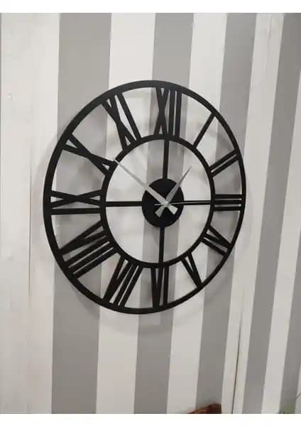 Modern İç Mekanlar İçin Siyah Roma Rakamlı Ahşap Dekoratif Saat