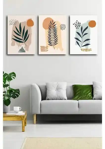 Modern Minimal Kanvas Tablo Seti 3'lü Duvara Asılabilir Dekoratif Sanat Eseri