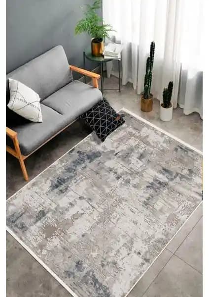 Modern Saraz Halı Dijital Baskı Yıkanabilir Kaymaz Taban Mavi İnce Salon ve Mutfak Halısı 75-90 karakter