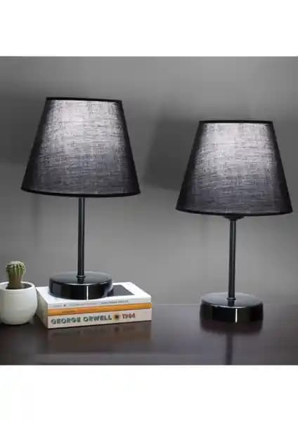 Modern Siyah Abajur İkili Yatak Odası Dekorasyonunda Şıklık ve Fonksiyonellik