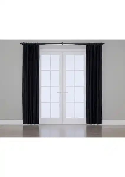 Modern Siyah Gauze Kumaş Tasarımlı Karartma Fon Perde Geniş ve Şık İç Mekân Çözümü