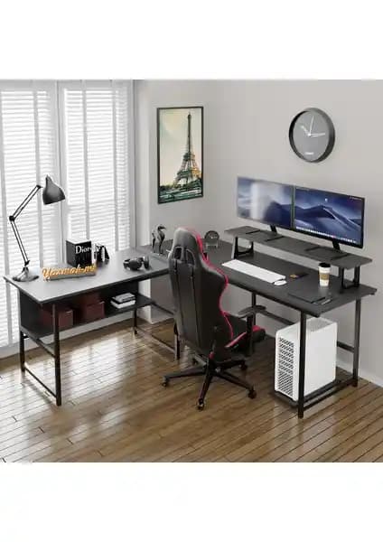 Modern Siyah L Masa: Ergonomik ve Estetik Tasarımıyla Çalışma Alanları İçin Uygun