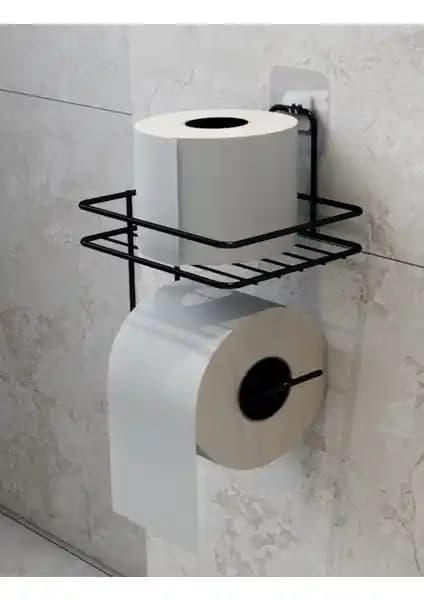Modern Siyah Metal Tuvalet Kağıdı Askısı Dayanıklı ve Kolay Montaj Özelliğiyle