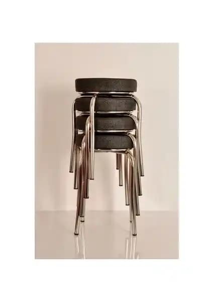 Modern ve Dayanıklı Gri Antrasit Kumaş Tabure Seti - 47 cm Yükseklikli Oturma Çözümü