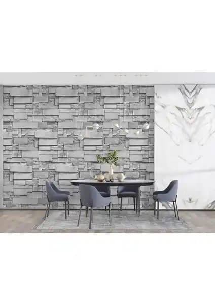 Modern ve Şık 3 Boyutlu Taş Desenli Duvar Kağıdı ile Mekânlarınızı Yenileyin