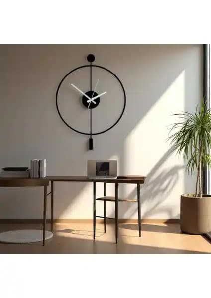 Modern ve Şık Siyah Çelik Duvar Saati - Minimalist Tasarım ve Dayanıklı Malzeme