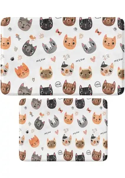 Monnhein Sevimli Tasarımlı Mikrofiber 2'li Banyo Paspası Güvenlik ve Estetik Sunar