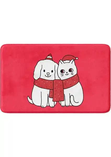 Monnhein Sevimli Tasarımlı Yılbaşı Dekoru Banyo Paspası Güvenli ve Estetik Kullanım İçin Uygun