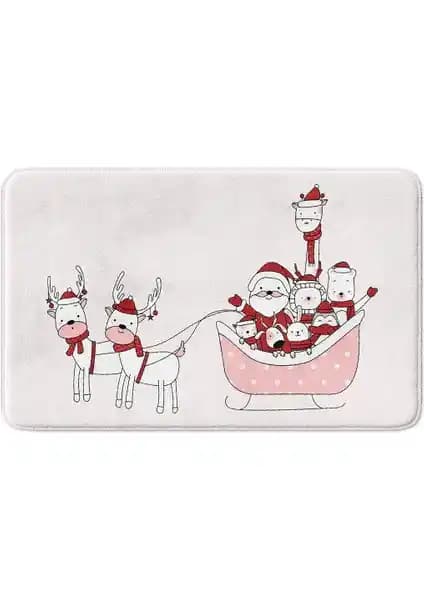 Monnhein Sevimli Yılbaşı Temalı Banyo Paspası Güvenlik ve Dekorasyon İçin Uygun