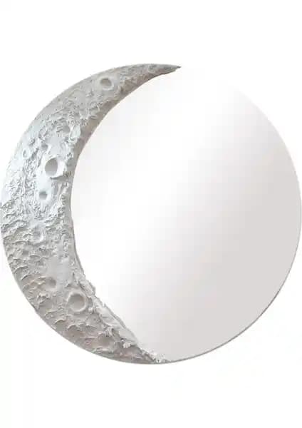 Moon Yuvarlak Gri Krater Konsol Aynası Modern İç Mekan Dekorasyonu İçin Uygun Bir Seçenek