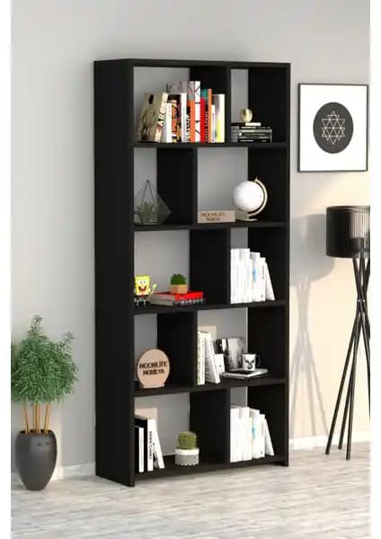 Moonlife London Siyah Kitaplık Modern Tasarım ve Fonksiyonellik Özellikleri