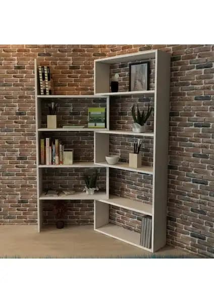 Moonlife Office Dekoratif Kitaplık Beyaz Modern ve Çok Yönlü Depolama Çözümü