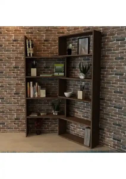 Moonlife Office Dekoratif Kitaplık Ceviz: Şık ve Fonksiyonel Depolama Çözümü