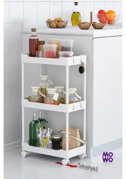 Mowo Home 3 Katlı Tekerlekli Raf ile Modern ve Pratik Depolama Çözümü