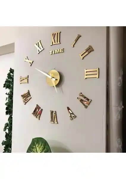 Mrv Dekor 3D Roma Rakamlı Altın Renk Pleksi Duvar Saati Tasarımı ve Özellikleri