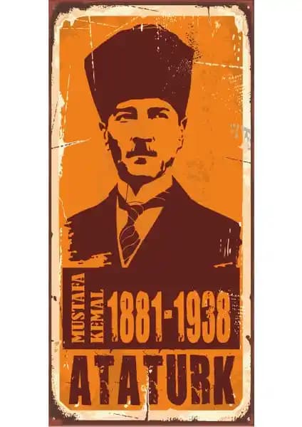Mustafa Kemal Atatürk Mini Retro Ahşap Poster - Şık ve Dayanıklı Dekoratif Parça