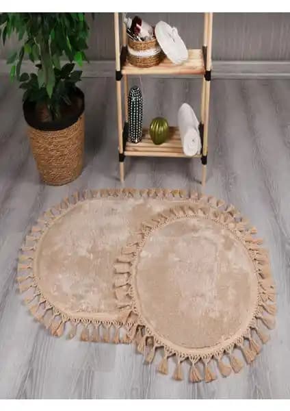 My Evilla Simirna Peluş Oval Ponpon Saçaklı Klozet Takımı Modern ve Şık Tasarım