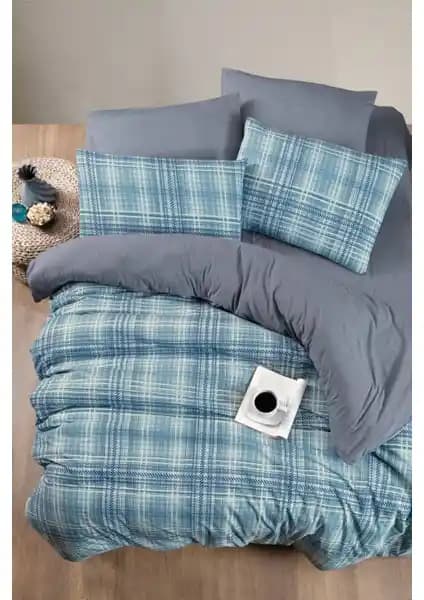 My Story Ekose Lastikli Çarşaflı Çift Kişilik Nevresim Takımı Geniş Ölçü ve Şık Tasarım