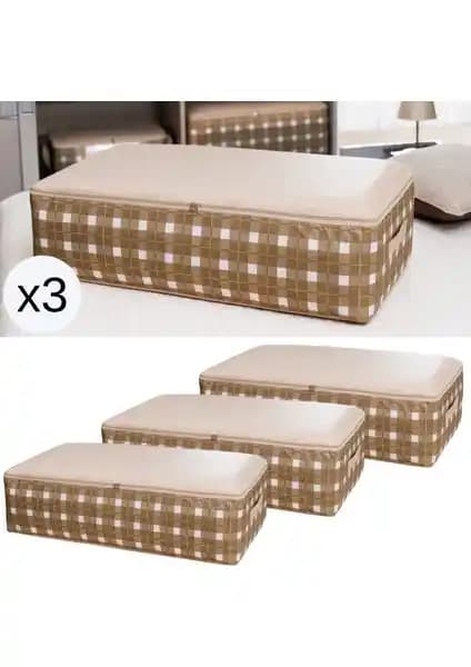 Nacarev 3 Adet Bej Baza Altı Düzenleyici Hurçlar Evde Depolama ve Organize Etme