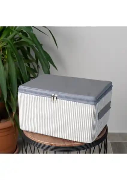 Nacarev 3'lü Ekose Antrasit Hurç Seti Baza Altı ve Dolap İçi Düzenleyici