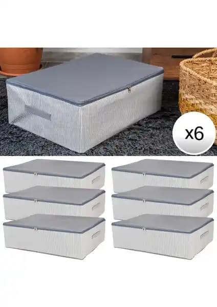 Nacarev 6'lı Mega Boy Çizgi Desenli Antrasit Baza Altı Düzenleyici Hurçları