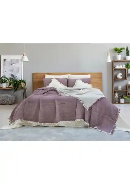 Natural Meet Maya Natural Çift Yönlü Müslin Yatak Örtüsü, Modern ve Çok Yönlü Kullanım İçin Uygun