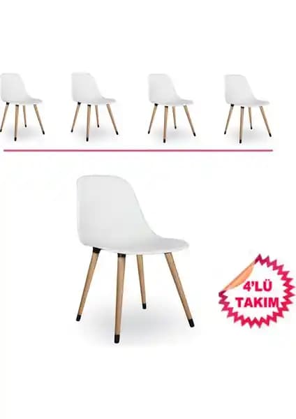 Netaks Estelia Abant Beyaz Ahşap Ayaklı Sandalye Takımı Çok Yönlü Kullanım ve Dayanıklılık