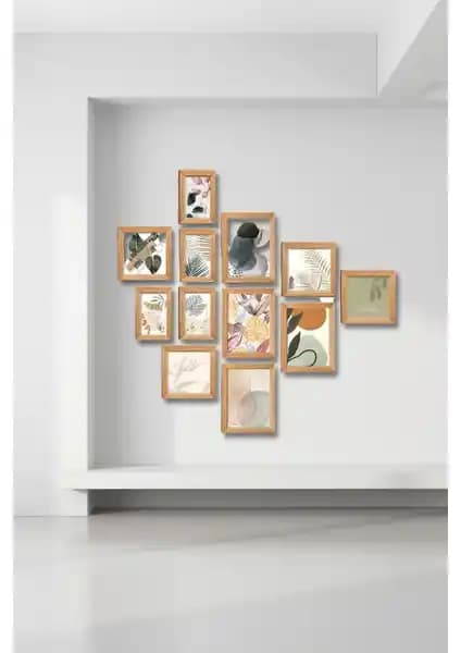 Nt Handmade 12 Parça Ahşap Tablo Seti Modern ve Şık Duvar Dekorasyonu İçin Uygun