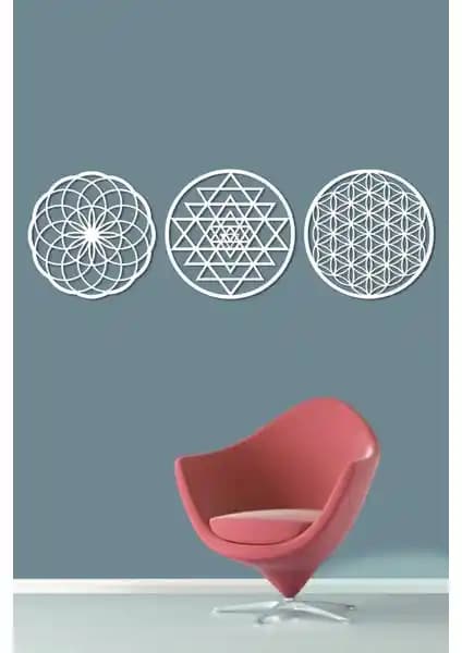 Numa Concept Yaşam Çiçeği 3'lü MDF Duvar Dekoru Estetik ve Spiritüel Denge Sunar